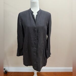 Eileen Fisher Graphite Gray Irish Linen Long Sleeve Jacket Sz. M